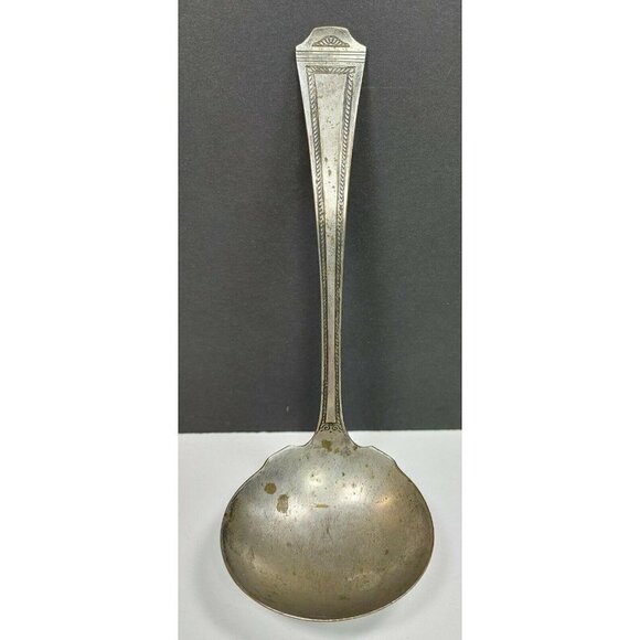 Sheffield Flatware Silverware Large English Silverplate Fiddlers Thread Ladle - Picture 1 of 12